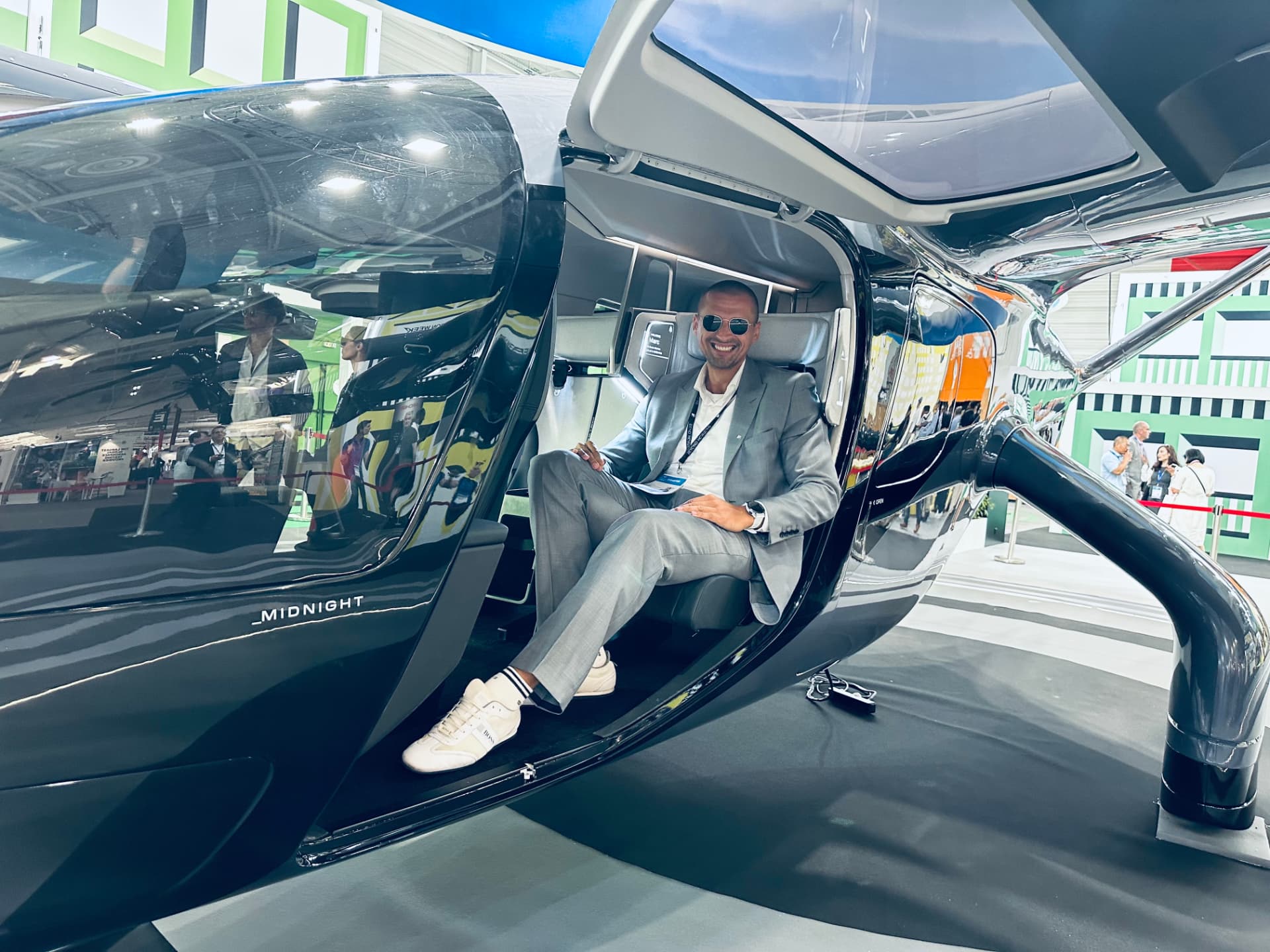 Stefan Schamberger seated inside the cabin of an Archer Midnight eVTOL aircraft